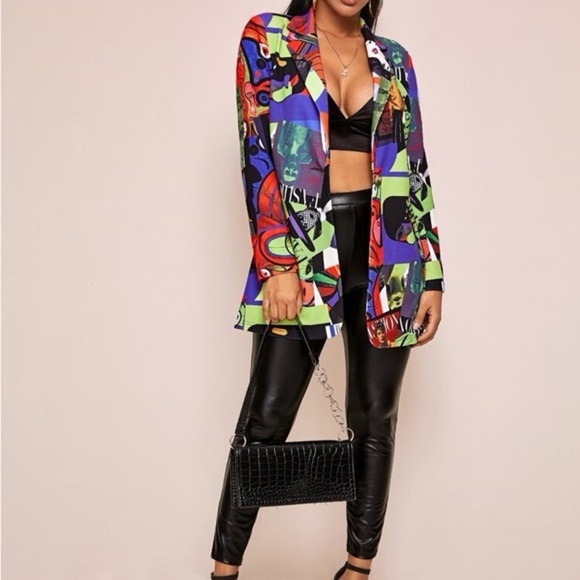 SHEIN Jackets & Blazers - SHEIN Multicolor Abstract Women's Blazer